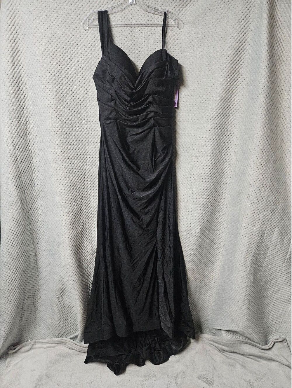 LaDivine Cinderella Divine CD943C Black Ruched Mermaid Prom Gown Size 18 NWT